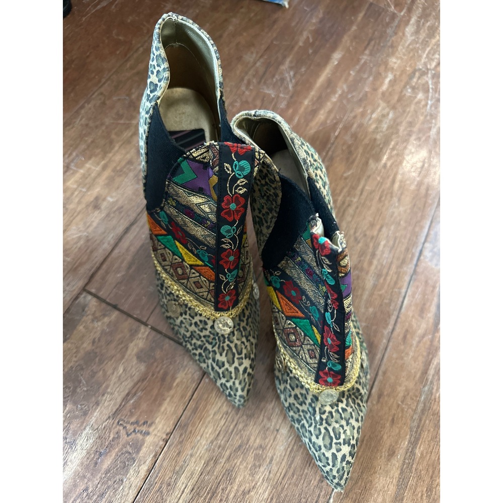 Blay Leopard Print mob  Ankle Boots Gold Stiletto Made in Spain Size 8B mob wife